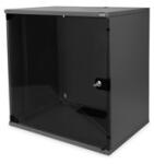 ASSMANN 19" 12U 595x540x400mm lapraszerelt üvegajtós fekete fali rack szekrény (DN-19 12-U-S-SW)