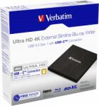 Verbatim Blu-Ray író Verbatim Slimline X6 Ultra Hd 4K Usb-c 3.2 (43888)