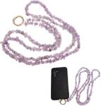  Breloc Telefon Ametist 122 cm - Protectie Spirituala si Liniste Mentala - Cu Agatator Metalic
