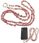  Breloc Telefon Rodonit Chips 122 cm - Vindecare Emotionala si Iubire Constienta - cu Agatator Metalic