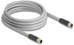 Delock M12 kábel L-kódolt 5 tűs apa - anya PUR húzóláncokhoz alkalmas 3 m szürke (DL-80540)