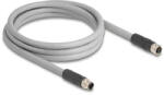 Delock M12 kábel L-kódolt 5 tűs apa - anya PUR húzóláncokhoz alkalmas 2 m szürke (DL-80539)