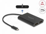 Delock USB Type-C adapter 2 x DisplayPort 4K 60 Hz-hez DisplayLink grafikával és USB PD-vel (DL-64308)