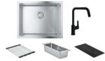 GROHE Készlet acél mosogató Grohe K700 31574SD1, konyhai csaptelep Grohe Start 304702430, 40852SD0, 40856SD0, 40786K00