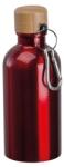  Kulacs alumínium 400ml-es, karabínerrel, bambusz kupakkal, piros