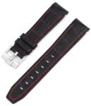  Curea din silicon textură crocodil cu cusătură roșie 22mm