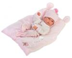 Llorens Llorens: Bimba újszülött lány baba párnával, kötött sapkával 35cm