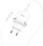 hoco. Incarcator retea Hoco N3, 1x USB, Quick Charge 18 W, White + Cablu microUSB inclus (6931474729378)