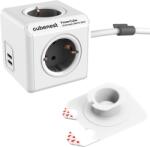 CubeNest Powercube Extended USB PD 35W, 2xUBS-C, 4x aljzat, 1, 5 m, fehér/szürke - Schuko
