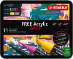 STABILO FREE Acrylic alapkészlet - 11 szín, 3 különböző heggyel, 4x T100, 5x T300, 2x T800C