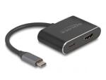 Delock USB-C -> HDMI 2.1 USB-C M/F adapter 0.1m fekete DP Alt Mode, Power Delivery 100W (64199) (64199)