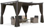 Garden Point Barna La Palma 4x4m terasz pergola Garden Point függönyökkel (GAP1279)