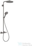 Hansgrohe RAINDANCE S Showerpipe 240, 1jet, Ecosmart+ termosztátos zuhanyrendszer, szálcsiszolt fekete króm 28825340 (28825340)