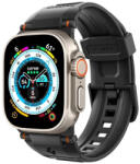 Apple Watch 4-6, SE, SE (2022) (42 / 44 mm) / Watch 7-9 (45 mm) / Watch 10 (46 mm) / Watch Ultra 1-2 (49 mm), szilikon pótszíj, állítható, karbon minta, Spigen Rugged Ultra, mintás/fekete