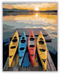  Színes Kajakok a Naplementében - számfestő készlet
