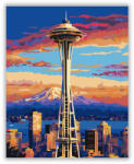  Space Needle Seattle Naplementében - számfestő készlet