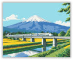  Shinkansen és Fuji Hegy - számfestő készlet