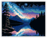  Éjszakai Hegyi Tó és Spirálgalaxis - számfestő készlet