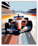  Piros Formula 1 Versenyautó a Kanyarban - számfestő készlet
