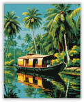  Kerala Backwaters Hajózás - számfestő készlet