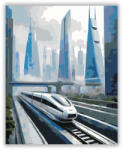 Számfestő Futurisztikus Maglev Vonat Városi Skyline-nal - számfestő készlet (crea7175)