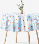 Goldea kör alakú teflonos terítő - eprek kék csíkos alapon Ø 130 cm