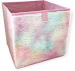  Rózsaszín szivárványos tárolódoboz műszőrmével - 20x20x20 cm (1227604)