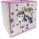  Szivárvány tárolódoboz egyszarvúval - rózsaszín, 25×25×25 cm (1227665)