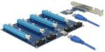 Delock Bővítőkártya PCI Express x1 & gt; 4 x PCIe x16, 60 cm-es USB-kábellel (41427)