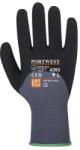  Védőkesztyű, nylon, nitrilhab, L méret "DermiFlex Ultra Plus", szürke-fekete (MED213)