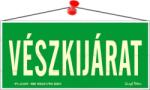  Információs tábla, 25x11, 5 cm, fluoreszkáló, utánvilágítós, Vészkijárat (LUIN061) - iroda24