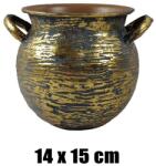 IRIS bádog kaspó, edény formájú, szürke, arany csíkos 14 x 15 cm (80929) - officedepot