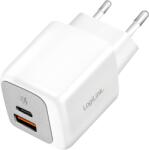 LogiLink Kettős USB töltőkészlet (20 db), 1x USB-C (PD), 1x USB-A, 20 W, fehér