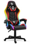 Bemada RGB LED-es gamer szék - karfával, párnával - fekete / piros