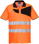 Portwest PW212 PW2 Hi-Vis Pólóing S/S Narancs/Fekete - L (PW-PW212OBRL) - hardtools