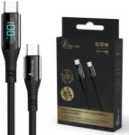 Extralink Smart Life USB Type-C-től Type-C-ig fonott kábel, fekete, LED kijelzővel, USB-C kábel, 100W, 200 cm (1e1c1be0-ba24-4612-b353-92f80024f943)