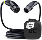 Green Cell Snap Type 2 kábel elektromos autók töltésére 11 kW 7 m Tesla Model 3 S X Y, VW ID. 3, ID. 4, Kia EV6, Hyundai IONIQ 5, Ford Mach-E modellekhez EVKABGC04 (36594)