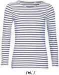 SOL'S Marine Women - hosszú ujjú csíkos póló (so01403wh-nv-l)