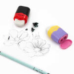 DERFORM Hegyező, tartályos, 2 lyukú, radírral, többféle, Kidea (DFM-TPGKAD) - mesescuccok