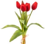  Selyemtulipán Csokor - Élethű Piros Művirág Dekoráció 35cm