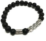 Csakra Shop Lávakő Karkötő- Hegyikristály és Tribal