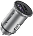 Vention 2 Portos USB A+C(30+30) Autós Töltő, (Alumínium), Szürke (FFFH0)
