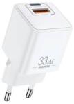 REMAX batt hálózati töltő usb+type-c aljzat (33w, gan, pd gyorstöltő) fehér (RP-U26) - rufusz
