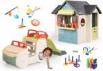 Smoby Set căsuță cu restaurant și cățărătoare Chef House Life Smoby extensibilă cu nisipar tobogan și jocuri sportive pentru grădină (SM810407-14) Casuta pentru copii