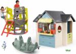 Smoby Set căsuță cu restaurant și cățărătoare cu pereți de cățărat Chef House Life Smoby extensibilă cu tobogan, scară și balansoar cu două părți (SM810407-12A) Casuta pentru copii
