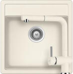 SCHOCK Schock Nemo N-100S konyhai mosogatótálca 490 x 510 mm és Schock Epos konyhai csaptelep Cristalite Vanilla kihúzható fejjel, világos bézs (SETNN100SEEXVANI)