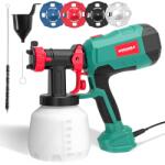 HYCHIKA Sistem de pulverizare a vopselei HYCHIKA 600W, pulverizator de vopsea HVLP de 1200 ML, 3 modele de pulverizare, 4 duze si 2 instrumente de curatare, pistol de vopsea reglabil pentru pereti si lemn, me