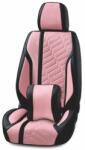  Univerzális autósüléshuzat-szett, fekete és rózsaszín eco-bőr, Deluxe Design elöl-hátul