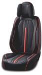  Univerzális autósüléshuzat-garnitúra, fekete ecobőr, piros csíkkal, Sport Design elöl-hátul