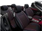  Univerzális autósüléshuzat-készlet, eko-bőr, fekete és piros varrással, elöl-hátul
